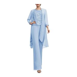 Elegant Light Blue Three-Piece Set